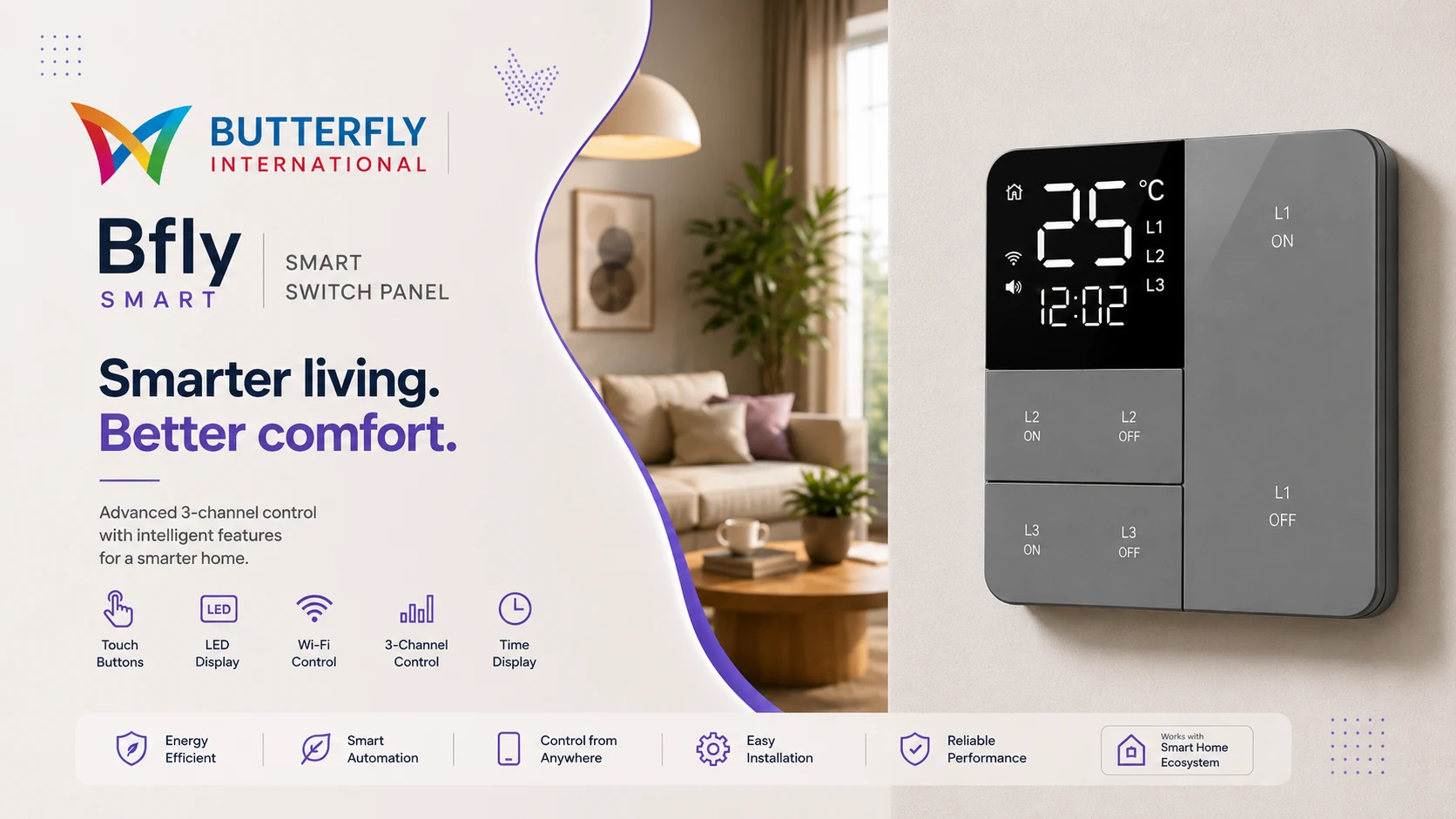 Smart Touch Switch Panel – Modern Home Automation – ButterFly BD