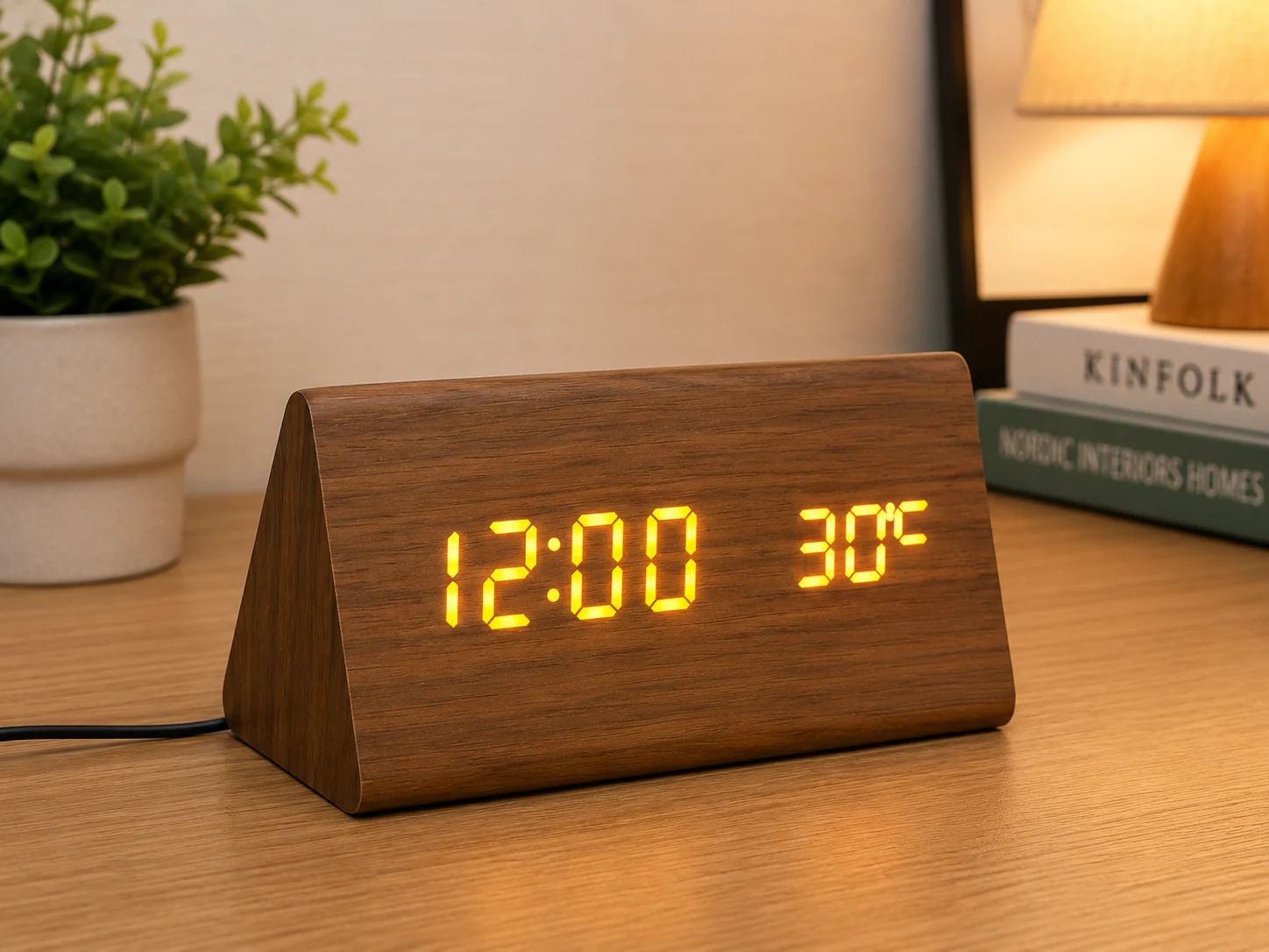Wooden LED Digital Clock – Elegant & Modern Design – ButterFly BD image 2