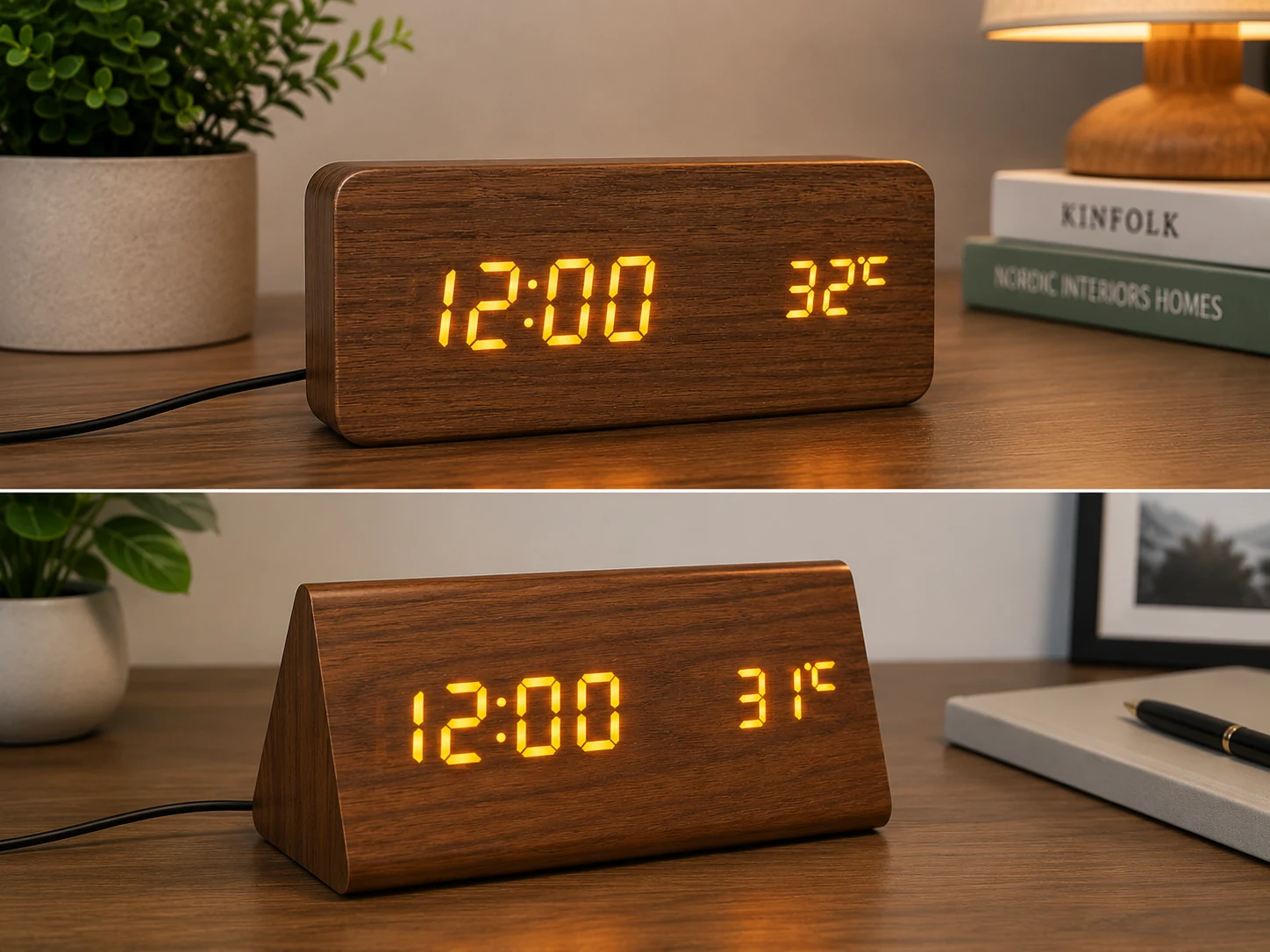 Wooden LED Digital Clock – Elegant & Modern Design – ButterFly BD image 3