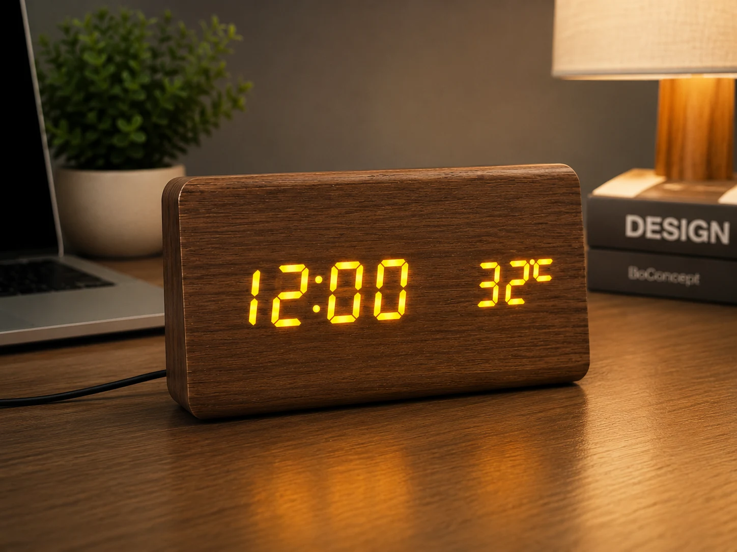 Wooden LED Digital Clock – Elegant & Modern Design – ButterFly BD image 4