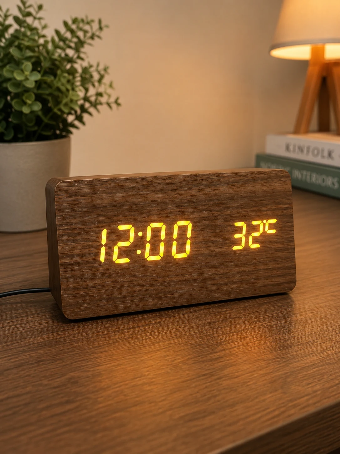 Wooden LED Digital Clock – Elegant & Modern Design – ButterFly BD