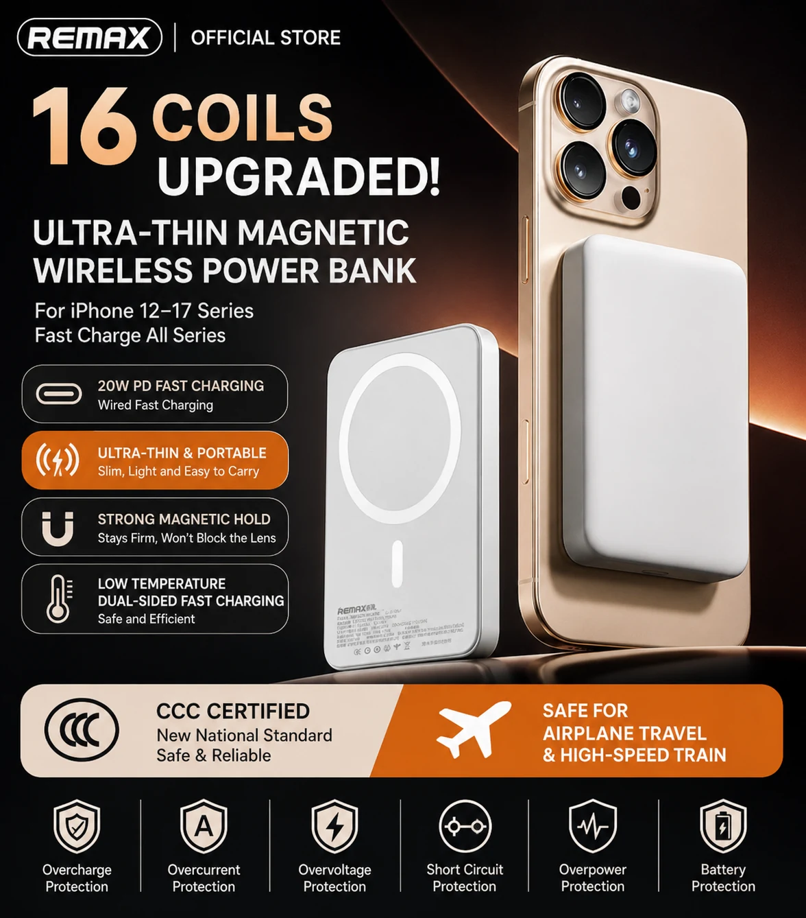 REMAX Ultra Slim Magnetic Wireless Power Bank – ButterFly BD image 3