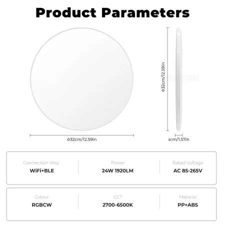 Tuya Wifi Smart Ceiling Light Led Bulb RGBCW 24W Dimmable Light Smart Life Works With Alexa Google Home – ButterFly BD image 5