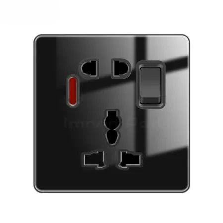 Full Glass 5 Pin Socket with Switch Black – ButterFly BD image 2
