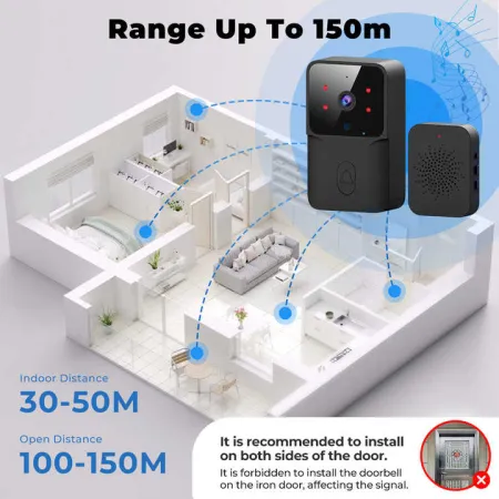 Tuya WiFi 1080P HD Video Doorbell Camera Wireless Waterproof IP55 Door Bell with Visual Intercom Camera – ButterFly BD image 4