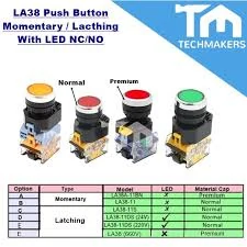 LA38-11D 22mm momentary flat push button led switch 220v – ButterFly BD